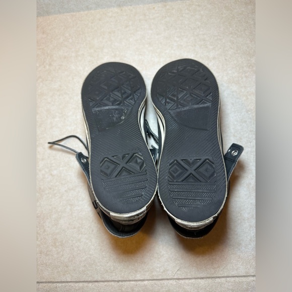 Converse Trainers Fold Down Black Grey Canvas Roll High Tops Men 12 Women 14 - Picture 8 of 9